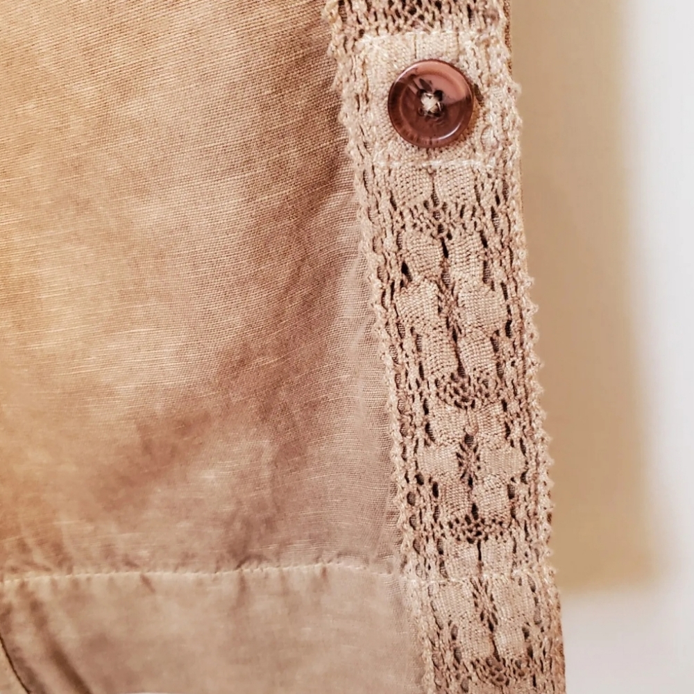 $FINAL$ NWOT Sundance Organia Cotton Linen Blend Convertable Pants Lace Trim - Picture 5 of 10